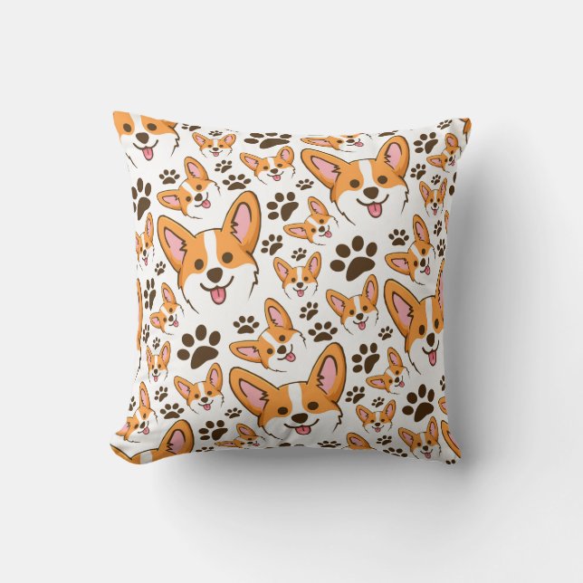 Coussin Pembroke Welsh Corgi Chien Coquelicot (Recto)