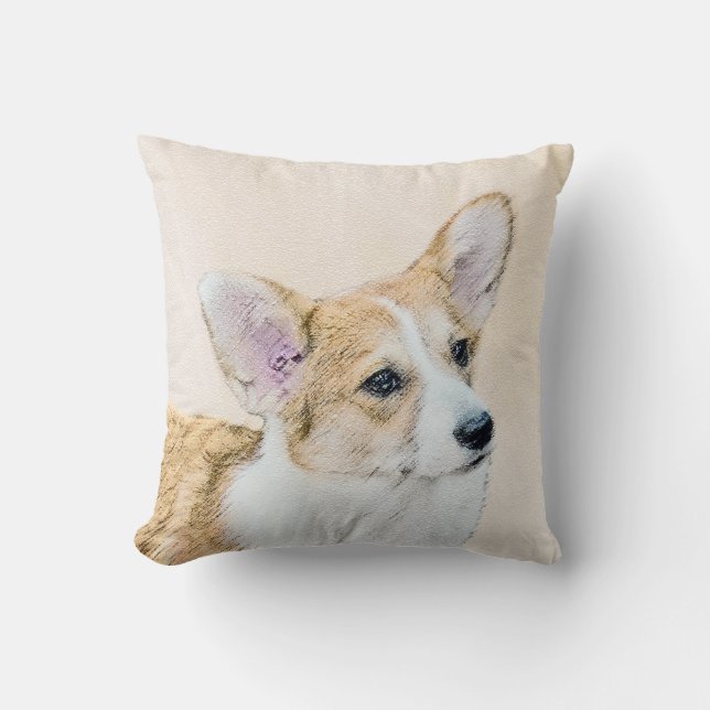 Coussin Pembroke Welsh Corgi Peinture - Art Chien original (Recto)