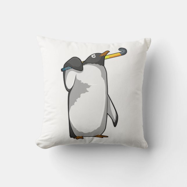 Coussin Penguin at Hockey with Hockey stick (Recto)