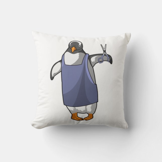 Coussin Penguin coiffeur avec ciseaux (Recto)