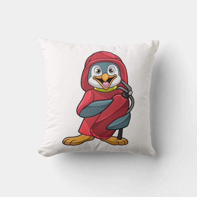 Coussin Penguin comme pompier avec Extinguisher (Recto)