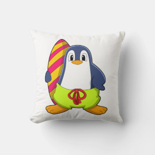 Coussin Penguin comme surfer avec Surfer
