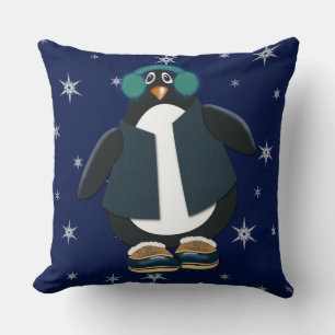 Coussin Penguin cool   Flèches de neige du ciel nocturne