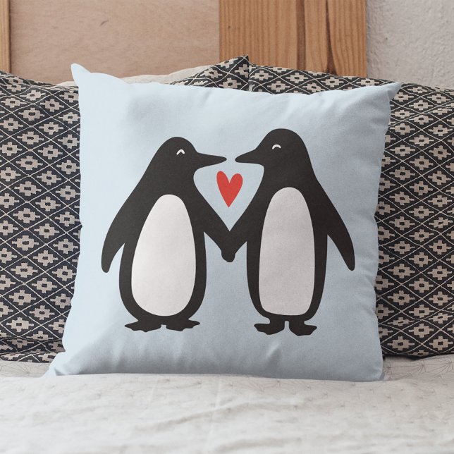 Coussin Penguins tenant les mains mignonnes Couple (Créateur téléchargé)