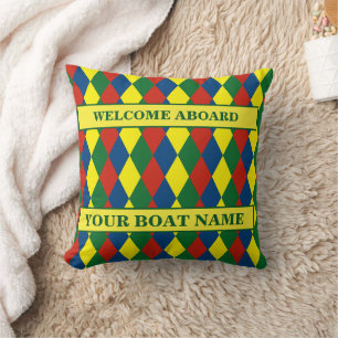Coussin Péniche Bienvenue à bord Nom du bateau Diamants