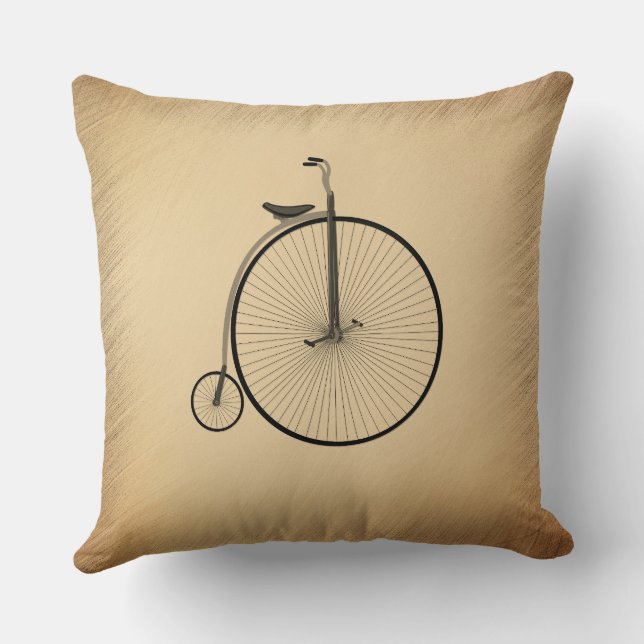 Coussin Péniche-Farthing bicyclette antique à roue haute R (Verso)