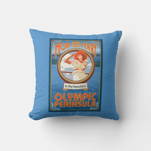 Coussin Péninsule olympique, WashingtonHop le ferry (Recto)