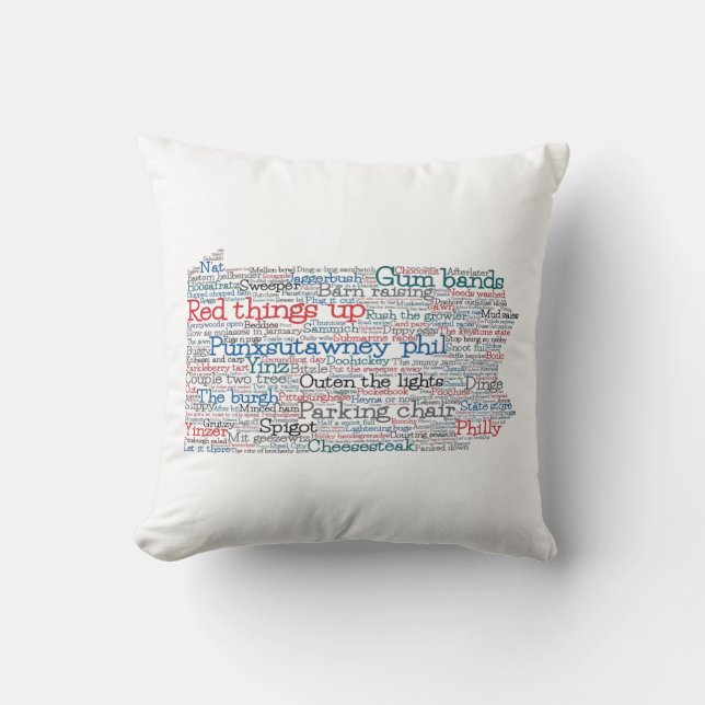Coussin Pennsylvanie USA Slang Word Art Map (Recto)