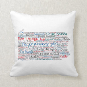 Coussin Pennsylvanie USA Slang Word Art Map
