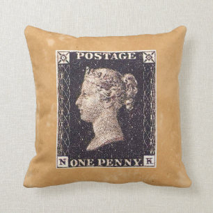 Coussin Penny Black Postage Timbre