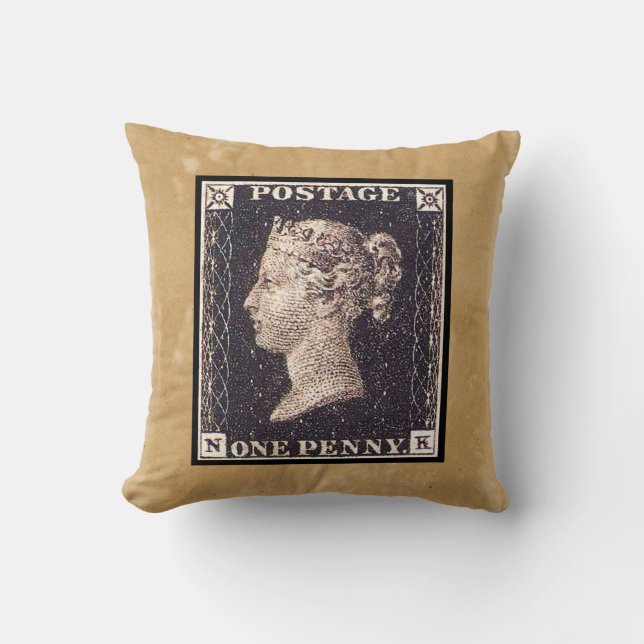 Coussin Penny Black Postage Timbre (Recto)