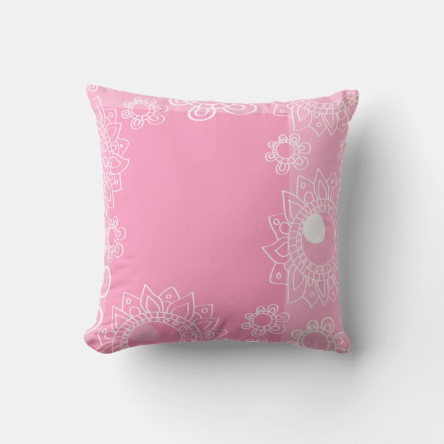 Coussin Pense Pink Henna Flower Tattoo Motif mode (Recto)