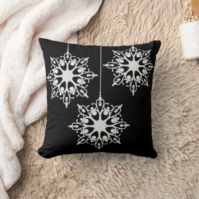 Coussin Pensée audacieuse dans la neige flocon de Noël (Couverture)