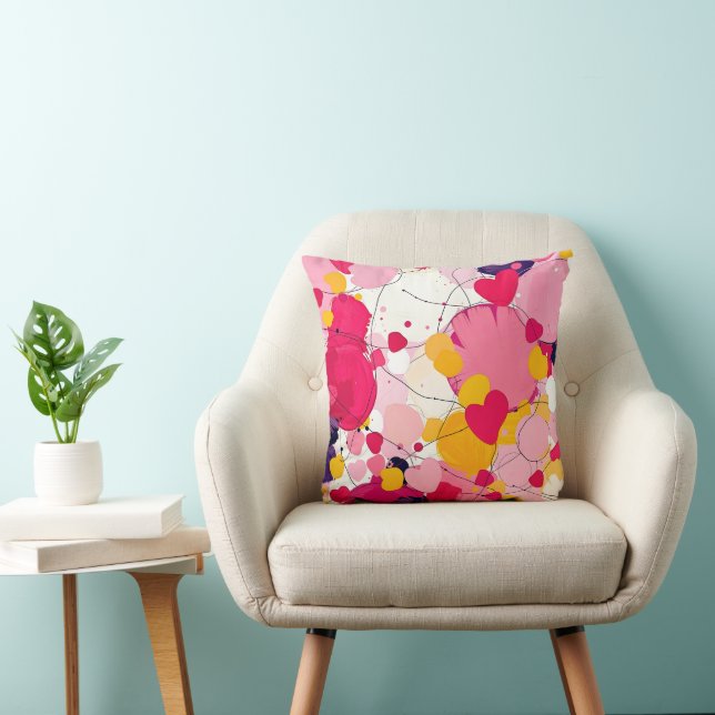 Coussin "Pensées d'amour aléatoires" - Abstrait coloré (Chaise)