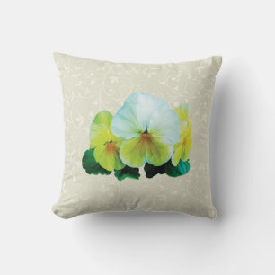Coussin Pensées Jaune Pâle