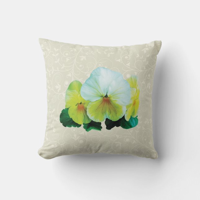 Coussin Pensées Jaune Pâle (Recto)