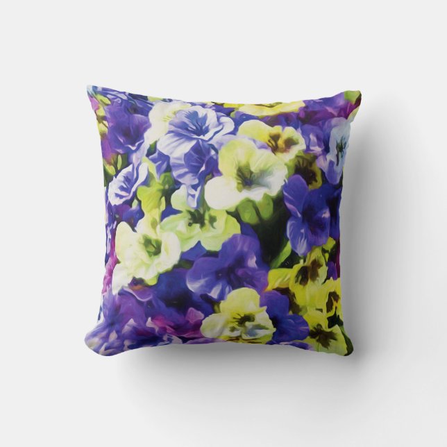 Coussin Pensées jaunes et pourpres (Recto)