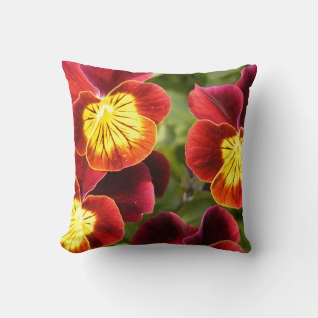 Coussin Pensées rouges et jaunes (alto) (Recto)
