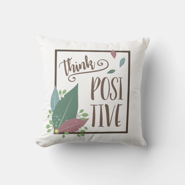 Coussin Penser la motivation positive plume (Recto)