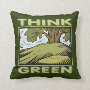 Coussin Pensez le chêne vert