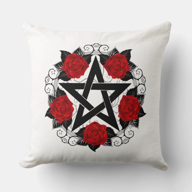 Coussin Pentagramme aux roses rouges (Recto)