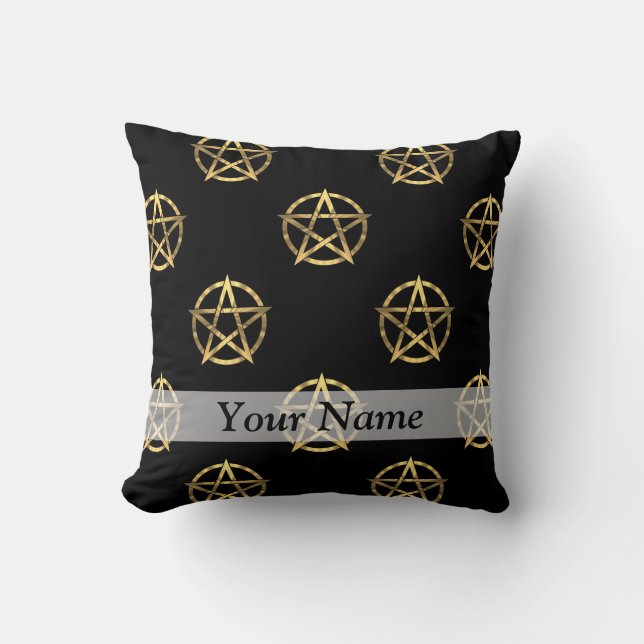 Coussin Pentagramme noir et or (Recto)