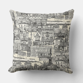 Coussin Penzance toile perle noire
