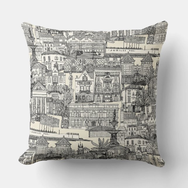 Coussin Penzance toile perle noire (Recto)