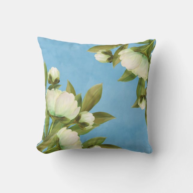 Coussin Peonies blanches classiques Bouquet floral (Recto)