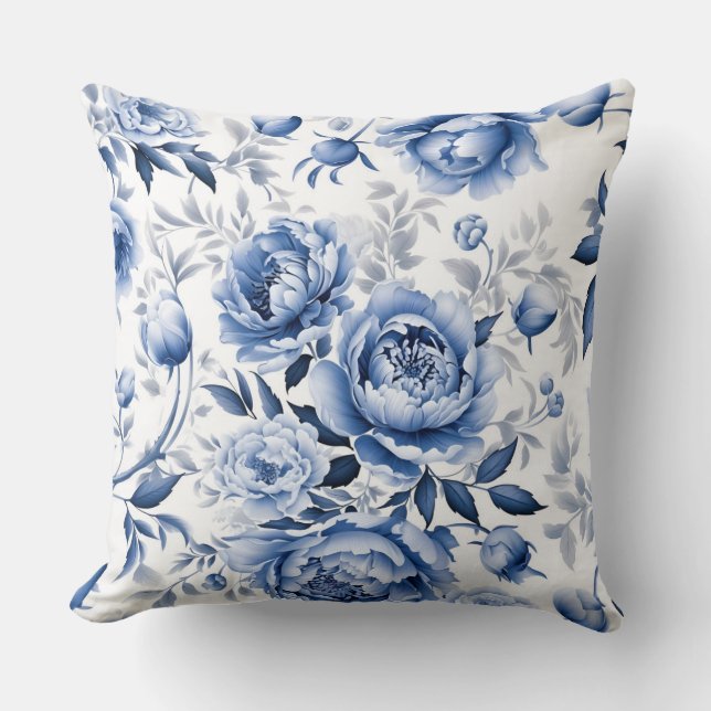 Coussin Peonies bleues (Recto)