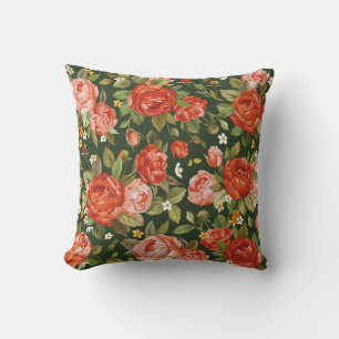 Coussin Peony Elegance : Papier peint Graphique Floral.