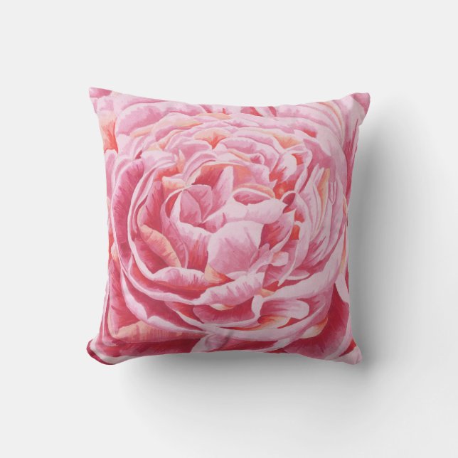 Coussin Peony rose Fleurs Closeup Illustration (Recto)