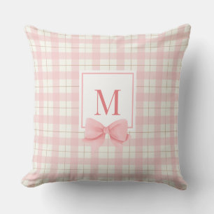 Coussin Pépinière monogramme classique rose