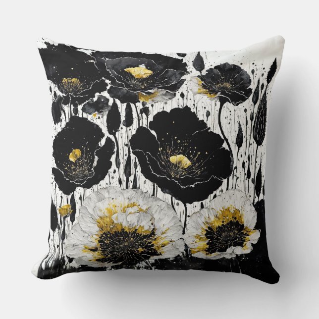 Coussin Pépites Abstraites d'or noir (Recto)