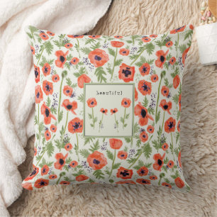 Coussin Pépites Orange Aquarelle Motif Floral