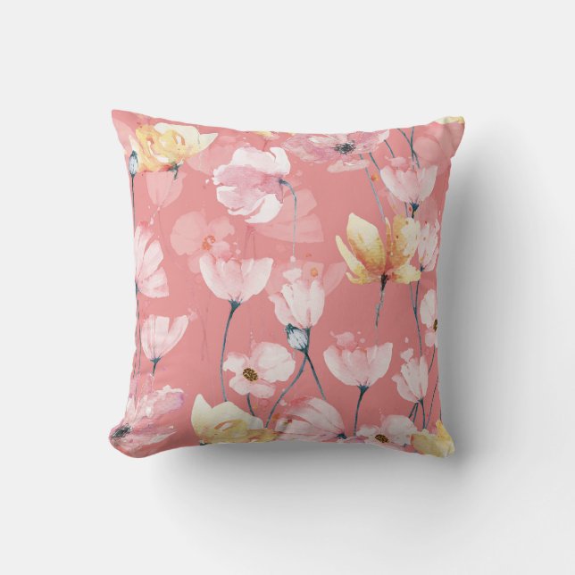 Coussin Pépites Pastel : Aquarelle Florale Sans Seamless. (Recto)