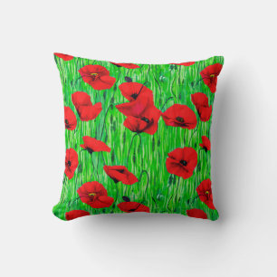 Coussin Pépites rouges dans un champ vert