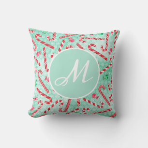 Coussin Peppermenthe Sucre de canne de Noël Monogramme