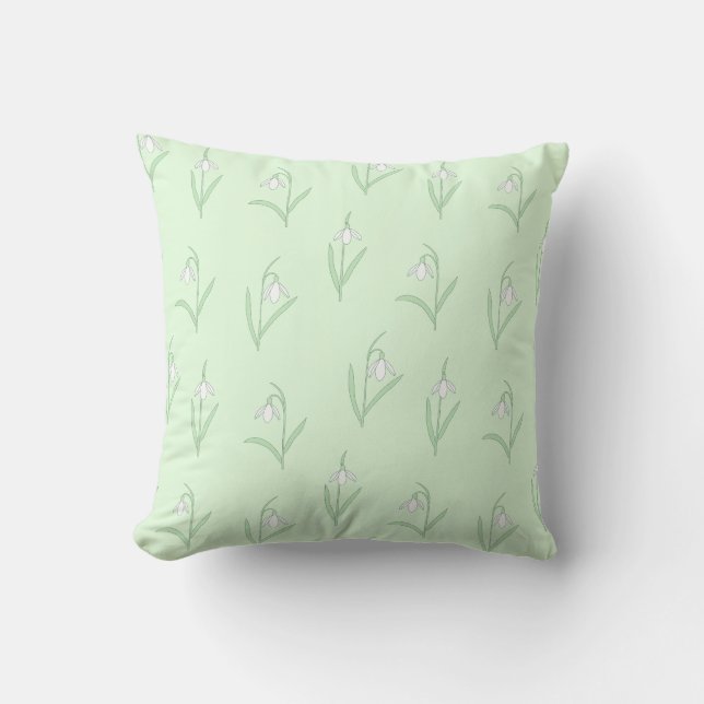 Coussin Perce-neige sur fond vert (Recto)