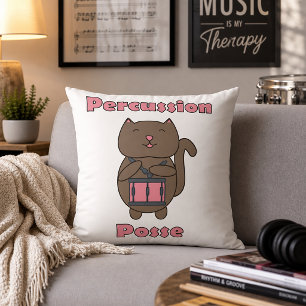 Coussin Percussion Posse - Chat batteur mignon