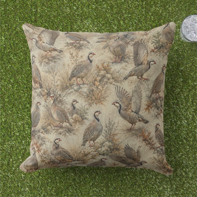 Coussin Perdrix Chukar, Art  (Herbe)