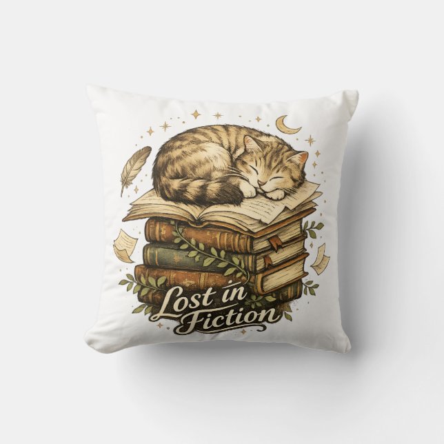 Coussin Perdu dans la fiction Lecteur de chat Amateur de l (Recto)