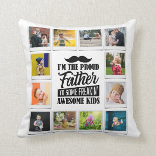 Coussin Père Anniversaire Awesome Enfants Photo Collage Bl