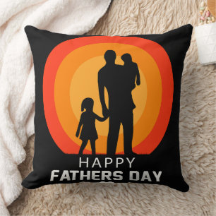 Coussin Père avec deux enfants silhouette de coucher de so