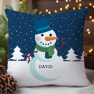 Coussin Père Bonhomme de Neige Nom Personnalisé Noël Vacan