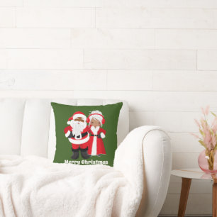 Coussin Père Noël afro-américain de Noël Mme Claus