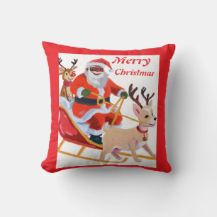 Coussin Père Noël afro-américain et ses amis