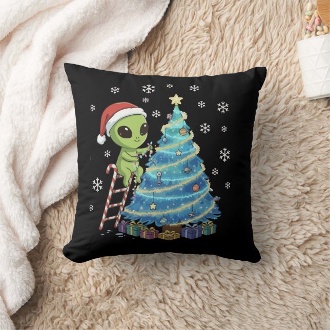 Coussin Père Noël Alien Mignon et Drôle Décorant Noël dans (Couverture)