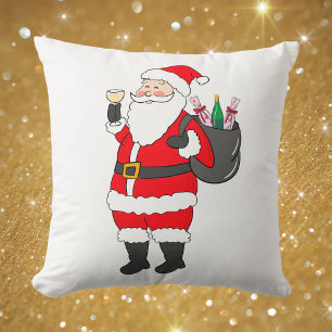 Coussin Père Noël amusant vin Noël / Vin blanc de Père Noë
