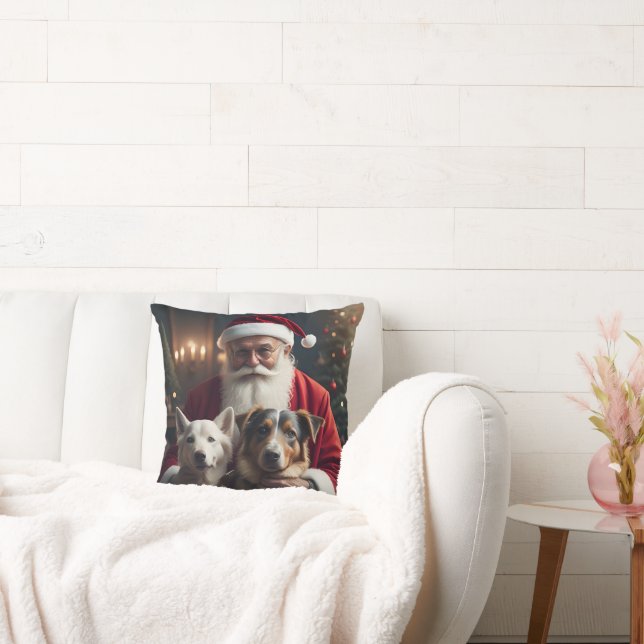 Coussin Père Noël avec chiens Jeter l'oreiller (Canapé)